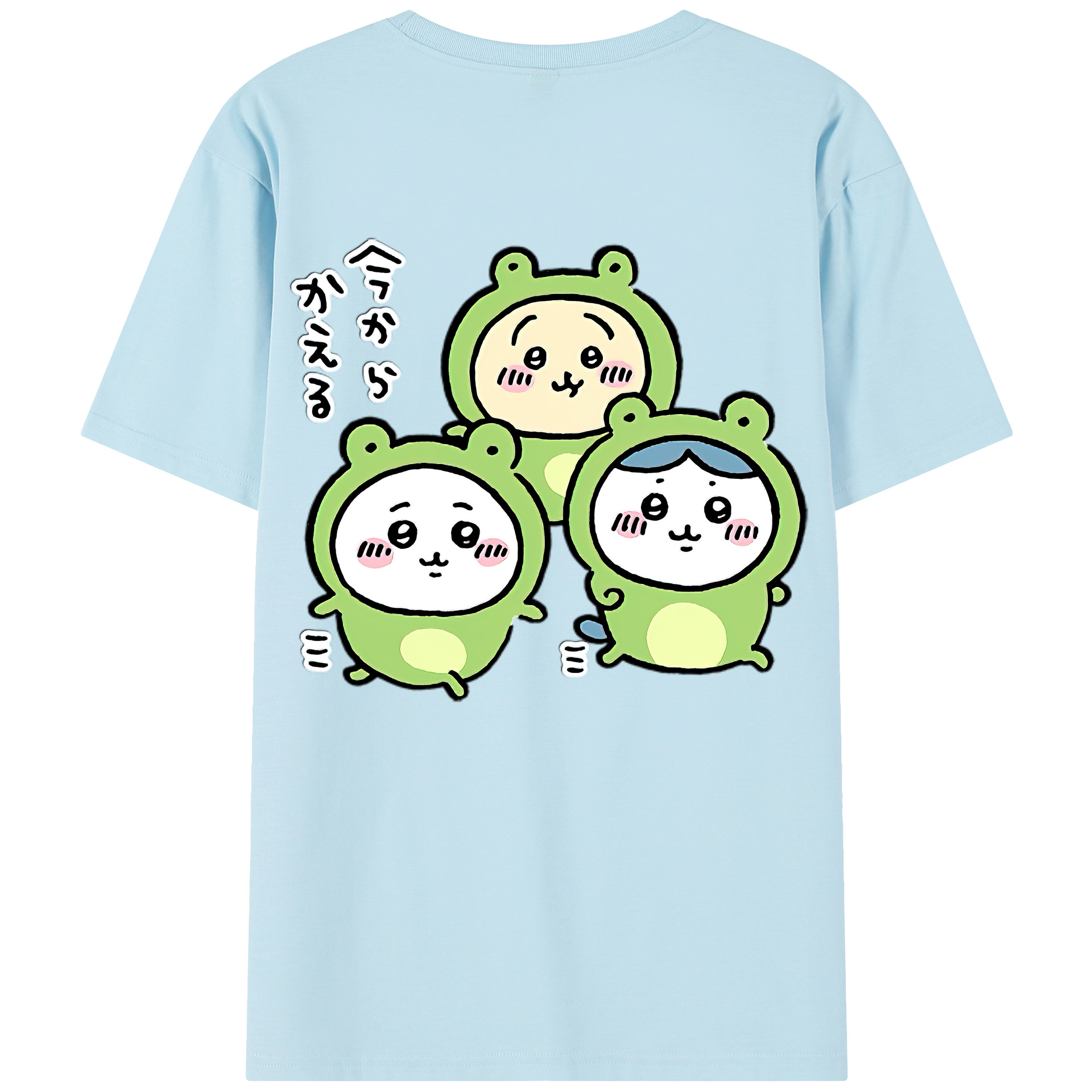 （画像用） ちいかわ ハチワレ Chii-kawa hachiware 綿100％半袖Tシャツ（背面プリント）